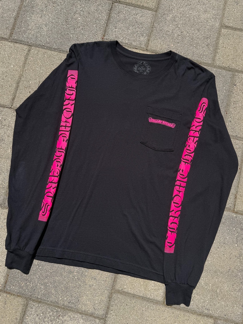 Chrome Hearts Made In Hollywood Pink Logo Pocket Long Sleeve T-Shirt